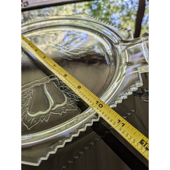 Vtg Jeanette Baltimore Pear Glass Serving Cake Platter Dish Tray Handles Cottage - Picture 9 of 10